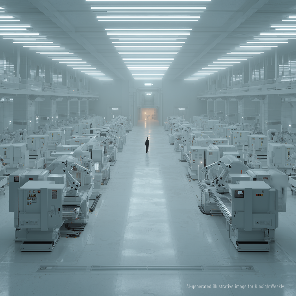 empty semiconductor factory floor in 2030